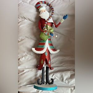 Vintage Pier1 Whimsical Santa Glitter Metal